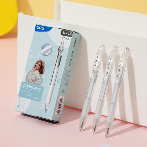[EZO.7001887] Deli Retratable Gel Pen 0.5mm Tinta Hitam CG17-BK