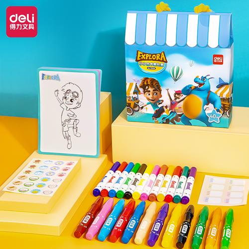 [EZO.7001891] Deli School Art Set / Set Alat Mewarnai Anak 40pcs Super Lengkap 75408