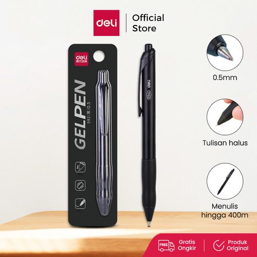 [EZO.7001896] Deli Retractable Gel Pen / Pulpen Gel Cetek Premium 0.5mm S92
