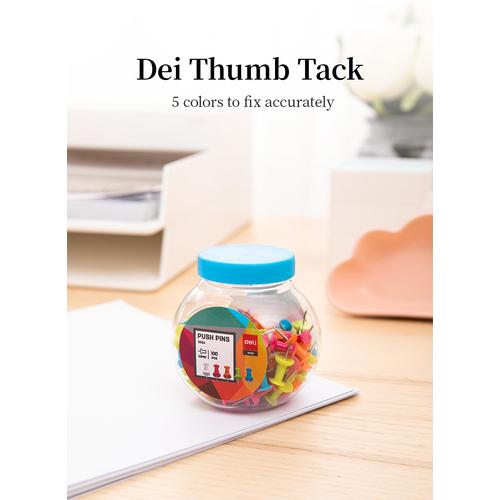 [EZO.7001900] Deli Push Pin / Paku Pin Kertas Isi 100 pcs 23mm E0054