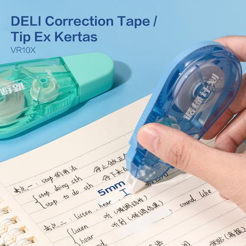 [EZO.7001905] Deli Correction Tape / Tip Ex Kertas / Pita Koreksi 8m 12m VR10X
