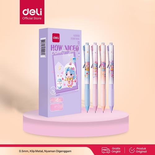 [EZO.7001920] Deli Gel Pen / Pulpen Gel Kartun 0.5mm Tinta Hitam A132