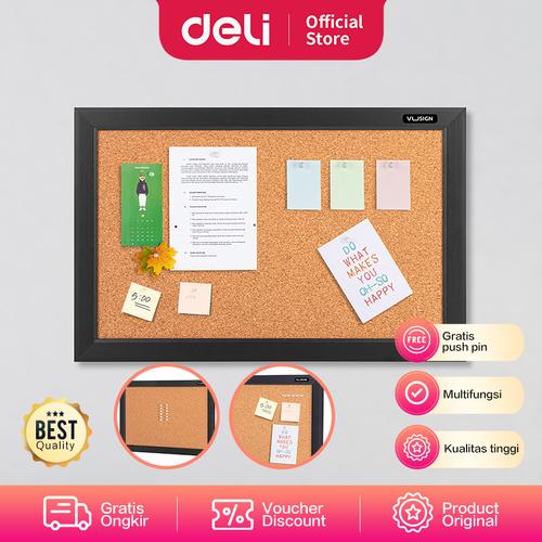[EZO.7002126] Deli Vusign Message Board / Papan Memo 43cmx28cm Gratis PushPin VS046A