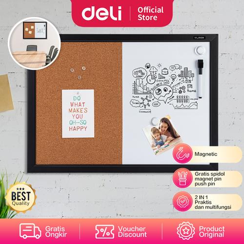 [EZO.7002129] Deli Vusign Combination Board / Combo Papan Tulis dan Memo 2in1 VS018A