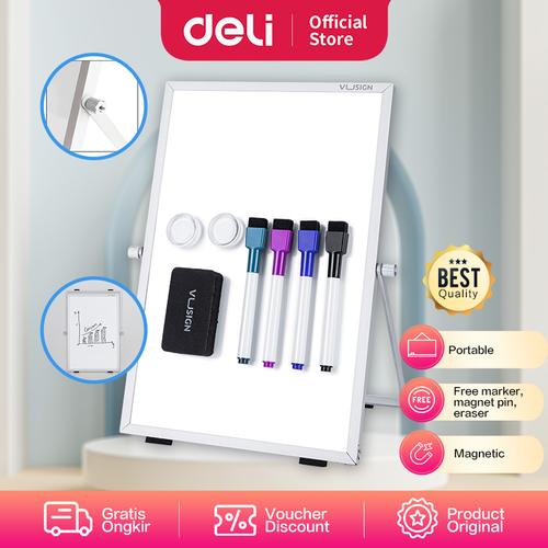 [EZO.7002130] Deli Vusign Standing White Board / Papan Tulis Berdiri Portable VS023A
