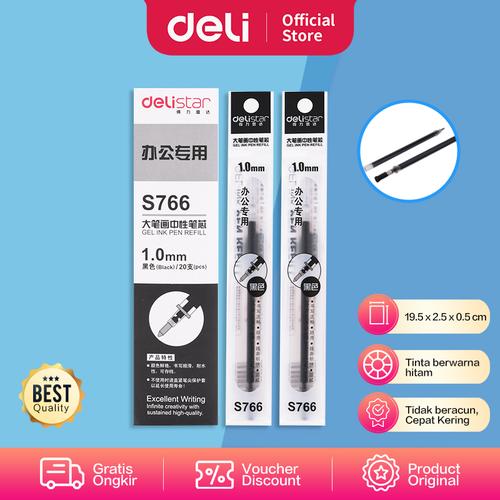 [EZO.7002150] Deli Gel Pen Refill/ Tinta Pulpen Gel Hitam 1.0mm Kualitas Tinggi S766