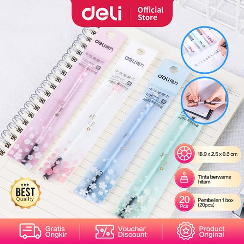 [EZO.7002151] Deli Gel Pen Refill / Tinta Pulpen Gel Hitam 0.38mm isi 20pcs/Box A890