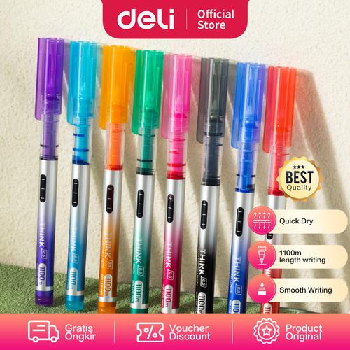 [EZO.7002158] Deli Color Roller Pen / Pulpen Warna-Warni isi 8 0.5mm EQ300-8C