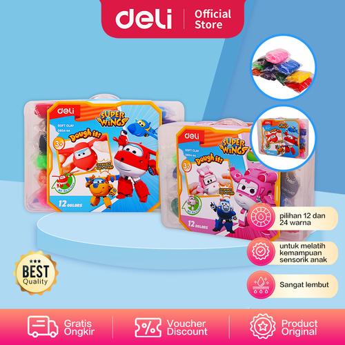 [EZO.7002159] Deli Soft Clay / Mainan Anak Lilin Super Wings Berbagai Warna ED854X4