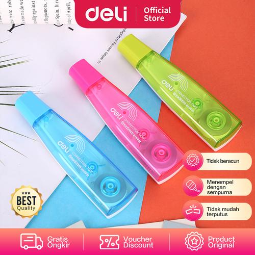 [EZO.7002167] Deli Correction Tape / Tip-Ex Kertas Panjang 6Meter Random EH20901