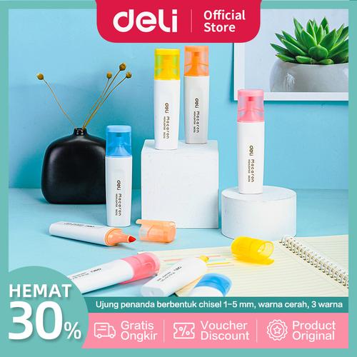 [EZO.7002170] Deli Combo Set Highlighter / Penanda Warna 3PCS Ketebalan 1-5mm ES621S