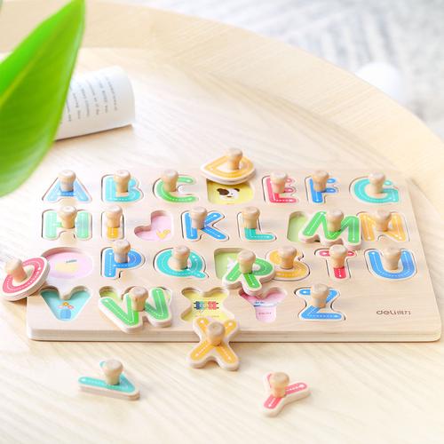 [EZO.7002218] Deli Mainan Edukasi Anak Kayu Puzzle Abjad Alphabet Huruf besar 74309