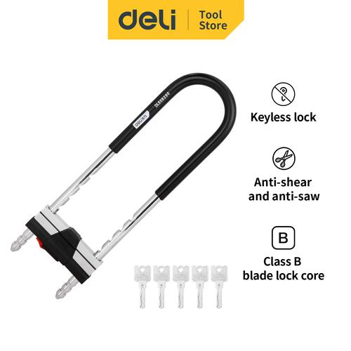 [EZO.7002279] Deli U Lock/ Gembok Multifungsi 200-290mm Sepeda Motor Silver DL508290
