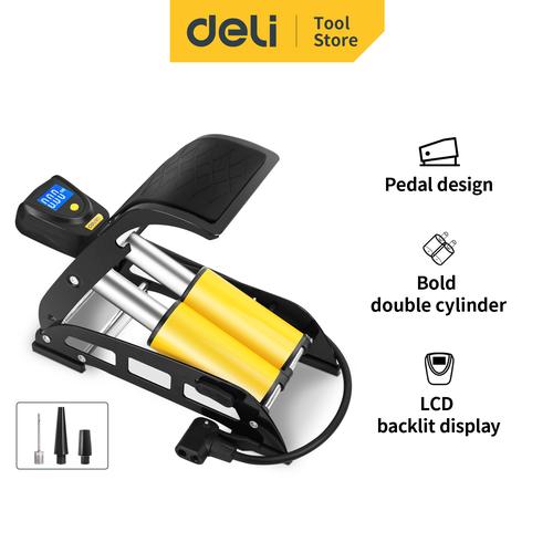 [EZO.7002290] Deli Air Compressor Foot Pump/Pompa Angin Injak Silinder Ganda DL88001