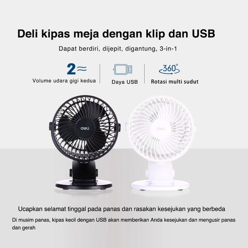 [EZO.7002322] Deli Fan / Kipas Multifungsi Bisa Diputar Digantung Dijepit 5V 3W 3688