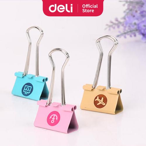 [EZO.7002460] Deli Binder Clip / Penjepit kertas Gambar Smile 25mm isi 24 pcs 8488