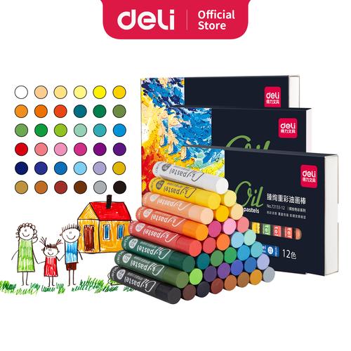 [EZO.7002467] Deli Oil Pastel Profesional 12/24/36 Warna Hasil Lebih Tebal 72133