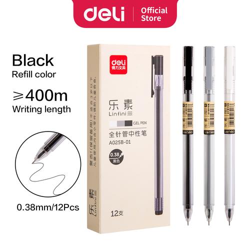 [EZO.7002489] Deli Gel Pen / Pulpen Gel Warna Hitam 0.38mm A025B-01