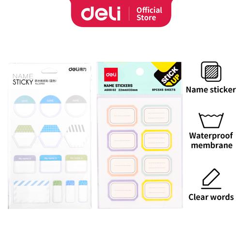 [EZO.7002500] Deli Stiker Nama 8pcs*6 lembar 22*​​33mm 4 Warna EA60002 25900