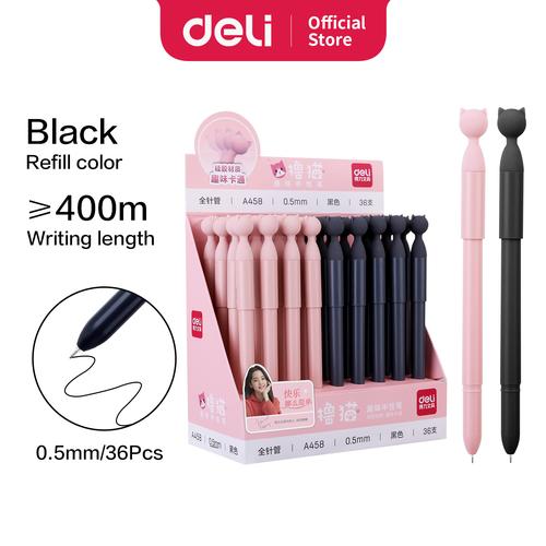 [EZO.7002516] Deli Gel Pen Pulpen Dengan Tutup Bentuk Kucing 0.5mm Tinta Hitam A458