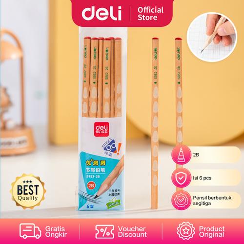 [EZO.7002530] Deli Graphite Pencil You+Dongdong Pensil Kayu Grafit 2B isi 6pcs S953