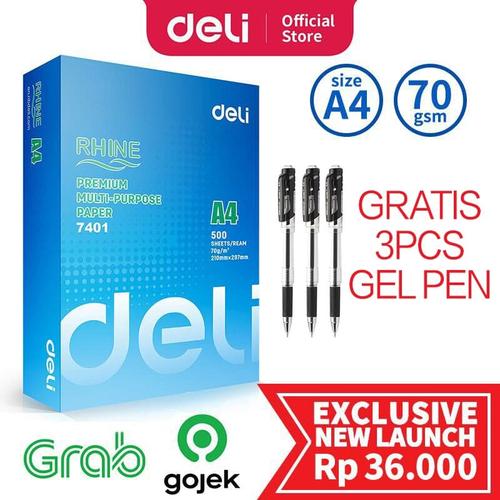 [EZO.7002552] Deli Kertas Hvs Copy Paper A4 70gr 500Lembar 1Pack Kertas Premium 7401