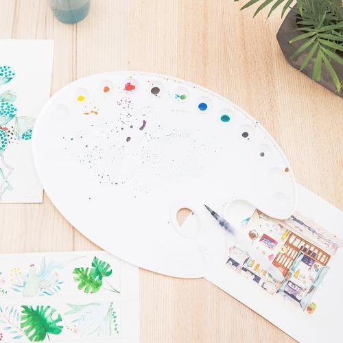 [EZO.7002559] Deli Watercolor Pallete Wadah Piring Cat Air Peralatan Melukis 68300