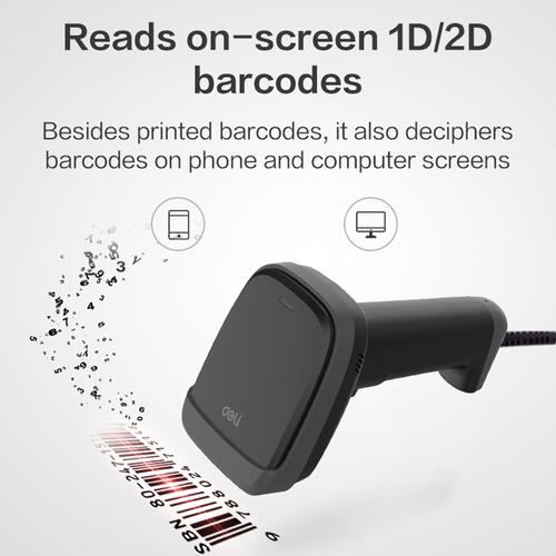 [EZO.7002565] Deli Handheld Barcode Scanner Alat Pembaca Barcode E14952