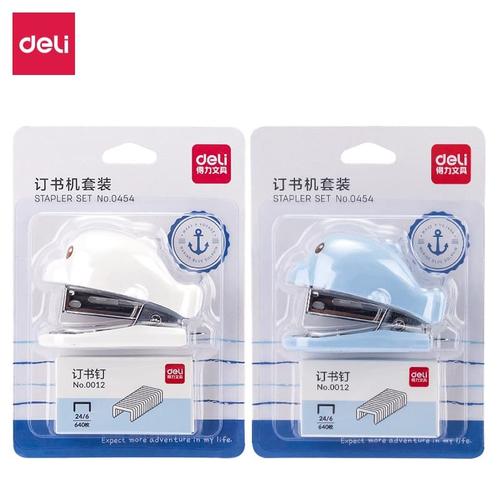 [EZO.7002579] Deli Mini Stapler Set lumba-lumba #12 isi 24/6 26/6 0454