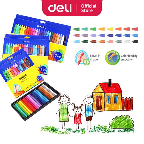 [EZO.7002677] Deli Krayon sekolah Plastik 18 warna, Non-Toxic, bentuk segitiga 72062