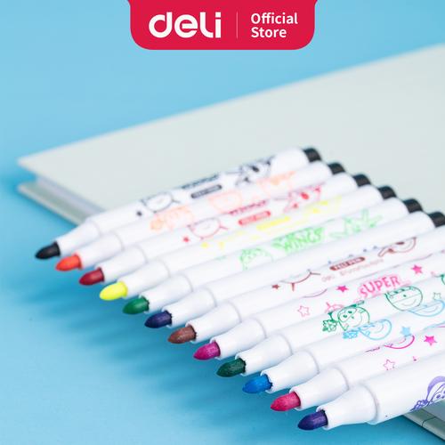 [EZO.7002697] Deli Super Wings Stamp Felt Pen Fiber bullet tip, 4mm 12 warna EC10904