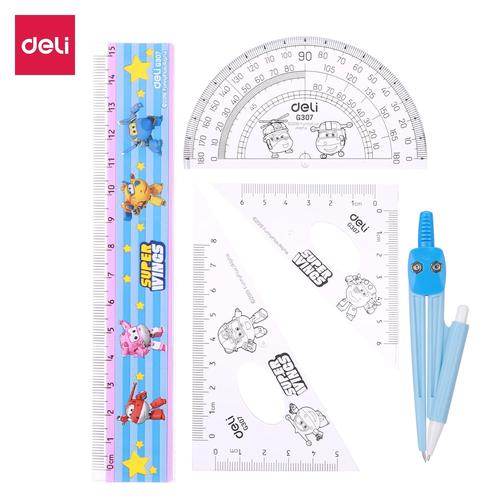 [EZO.7002705] Deli 5 in 1 Drafting Set dengan tutup pengaman Blue EG30793