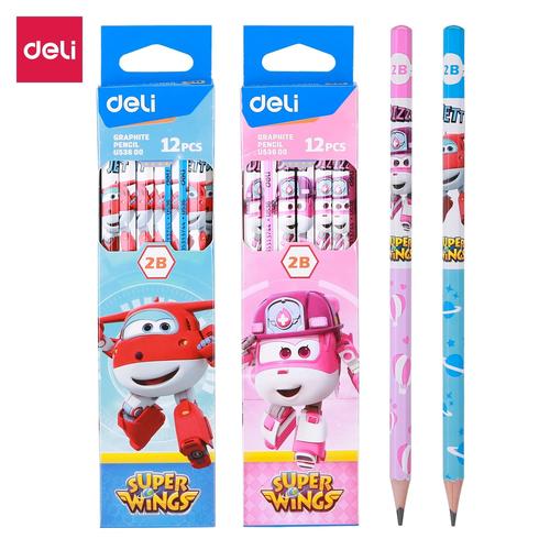 [EZO.7002706] Deli Pensil HB Super Wings 2B dengan penghapus (12pcs/Box) EU53600