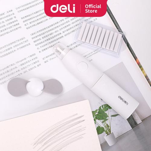 [EZO.7002740] Deli 71093 electric eraser white with fan