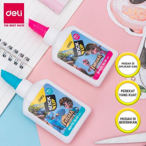 [EZO.7002791] Deli Lem Putih / White Glue - 60ml/pcs Aplikator putar EA75100