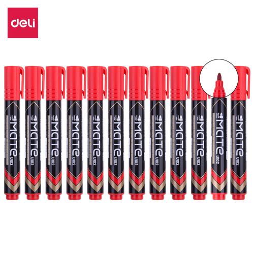 [EZO.7002837] Deli EU10240 (BOX) Permanent Marker/Spidol Permanen-Merah 12 Pcs