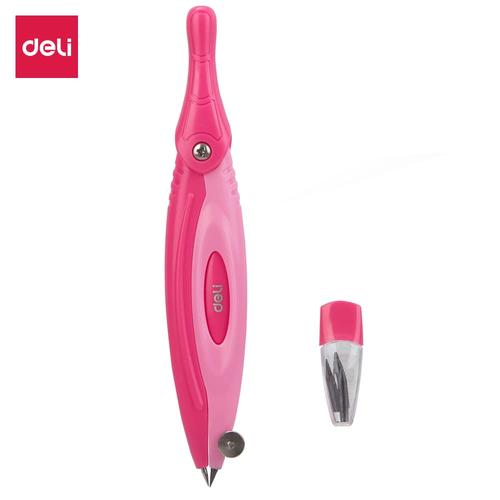 [EZO.7002872] Deli EG20202 Jangka-Plastic Compass w/pencil lead 2pcs-Pink