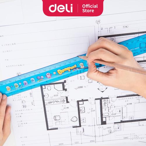 [EZO.7002877] Deli E38015 Penggaris-Printed EcoPVC Flexible Ruler 30cm- Blue