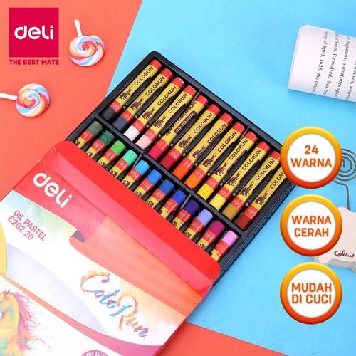 [EZO.7002973] Deli EC20220 School Crayon/Krayon-Oil Pastel Rich Color 24C