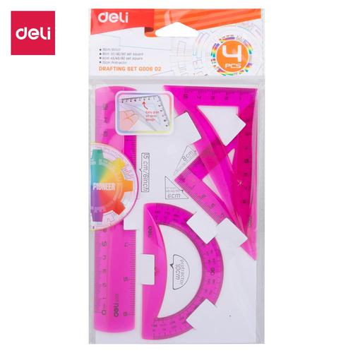 [EZO.7002985] DELI Drafting Set 15cm [EG00602] Penggaris busur berwarna