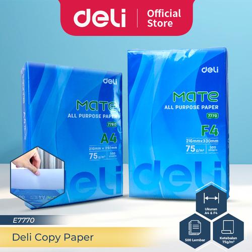 [EZO.7300002] Deli Copy Paper / Kertas Print Fotocopy A4/F4 75gsm 500 lembar Tebal Berkualitas E7770