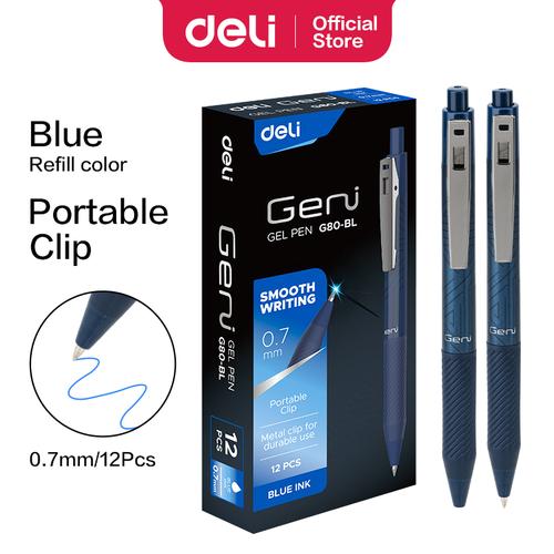 [EZO.7300012] Deli Gel Pen / Pulpen Gel Retractable Pen Cetek 0.7mm 12 PCS  EG80