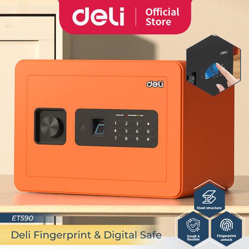 [EZO.7300014] Deli Brankas Besi Digital / Fingerprint Digital Safe Box 25x35x25 cm Double Unlocking Step Brankas Sidik Jari ET590