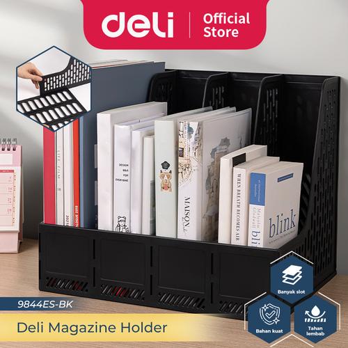 [EZO.7300019] Deli  Magazine Container / File Tray / File Organizer / Rak Box / Rak File Bahan Plastik 3/4 Sekat 984XES