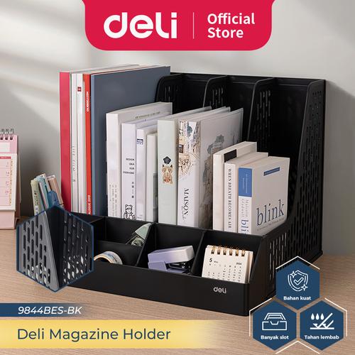 [EZO.7300020] Deli  File Box / File Tray / File Organizer / Rak Box / Rak Penyimpanan Pena / Rak File Bahan Plastik 3/4 Sekat 984XBES