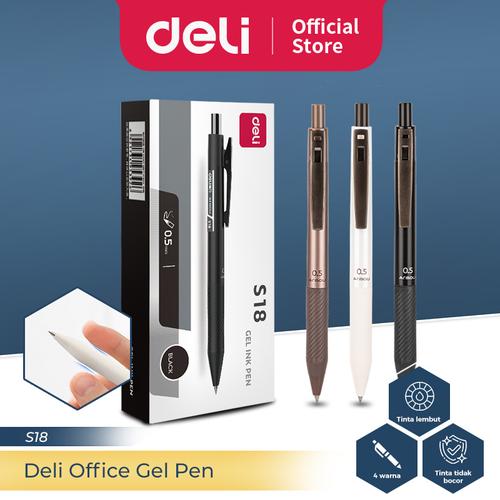 [EZO.7300028] Deli Pulpen Gel Office / Office Gel Pen 0.5mm S18 12 PCS