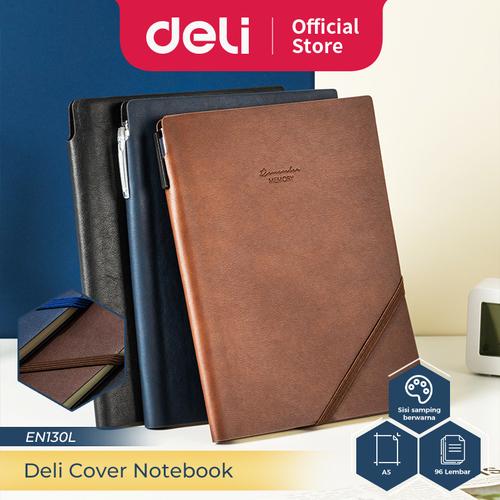 [EZO.7300126] Deli Leather Cover Notebook Buku Catatan Agenda Kulit A5 96 Lbr EN130L