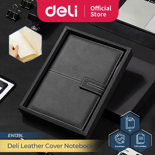 [EZO.7300133] Deli Leather Cover Notebook Gift Set A5 120 Lembar EN139L