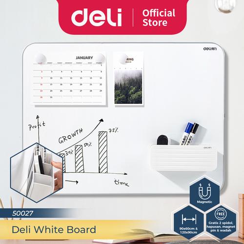[EZO.7300149] Deli White Board / Papan Tulis Magnet 120 x 90 cm Free Gift 50027