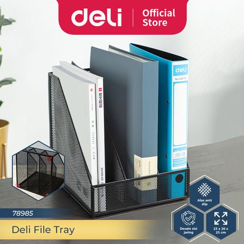 [EZO.7300180] Deli File Tray / Rak Box File Desk Organizer Metal 3 Sekat 78985